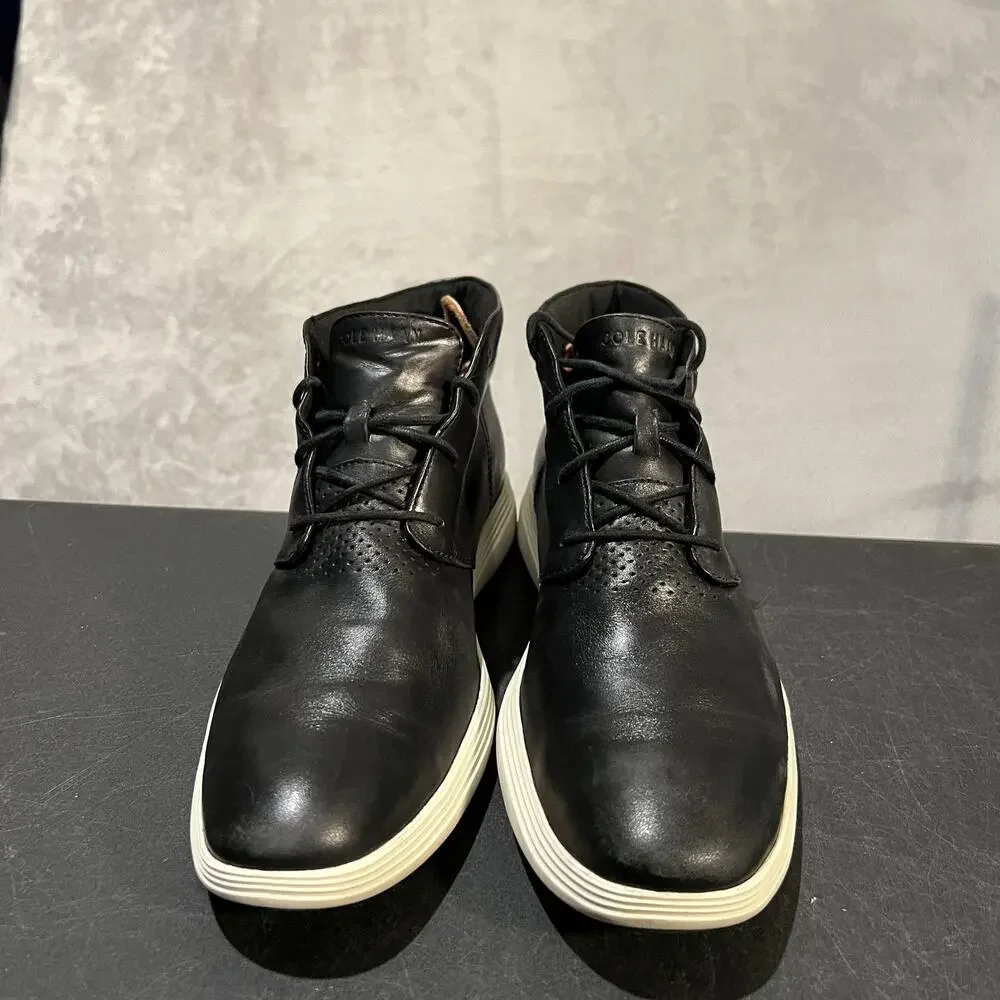 Cole Haan Grand Tour Chukka Boots Mens 11 Black Leather Grand.OS Lace Up C31366